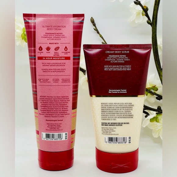 Bath and Body Works Champagne Apple & Honey Body Cream, Body Scrub 2-Pc Bundle - Picture 2 of 4